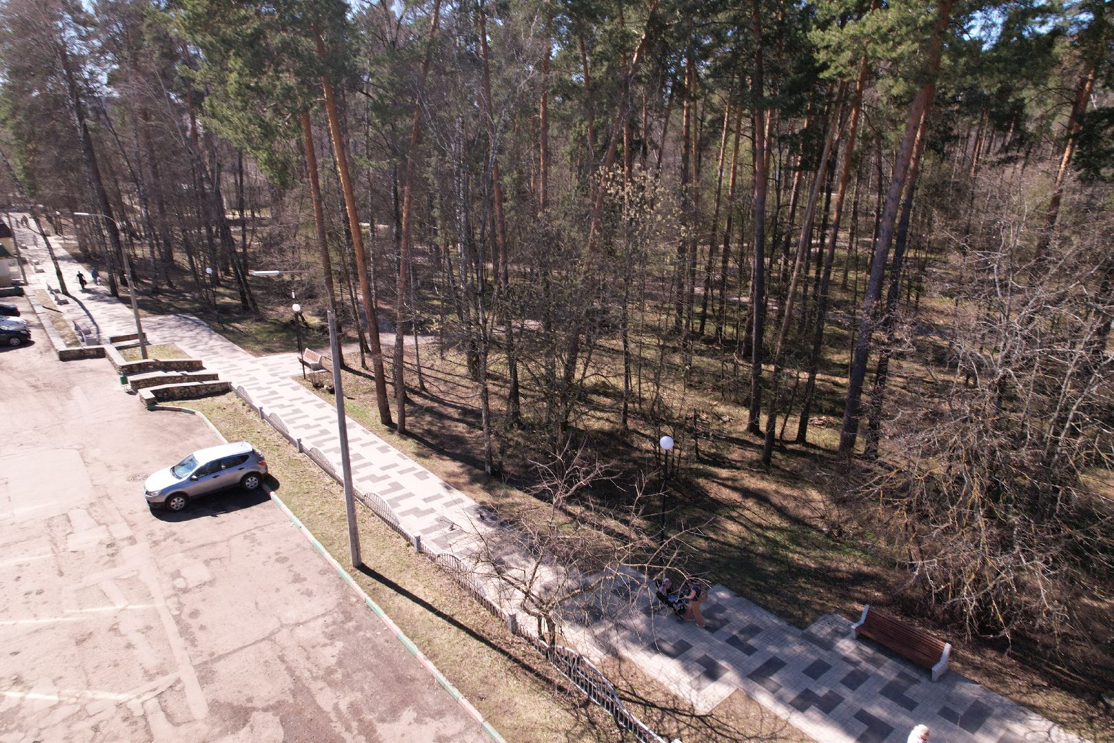 видео с коптера, пешеходная зона на улице Ленина в Протвине,