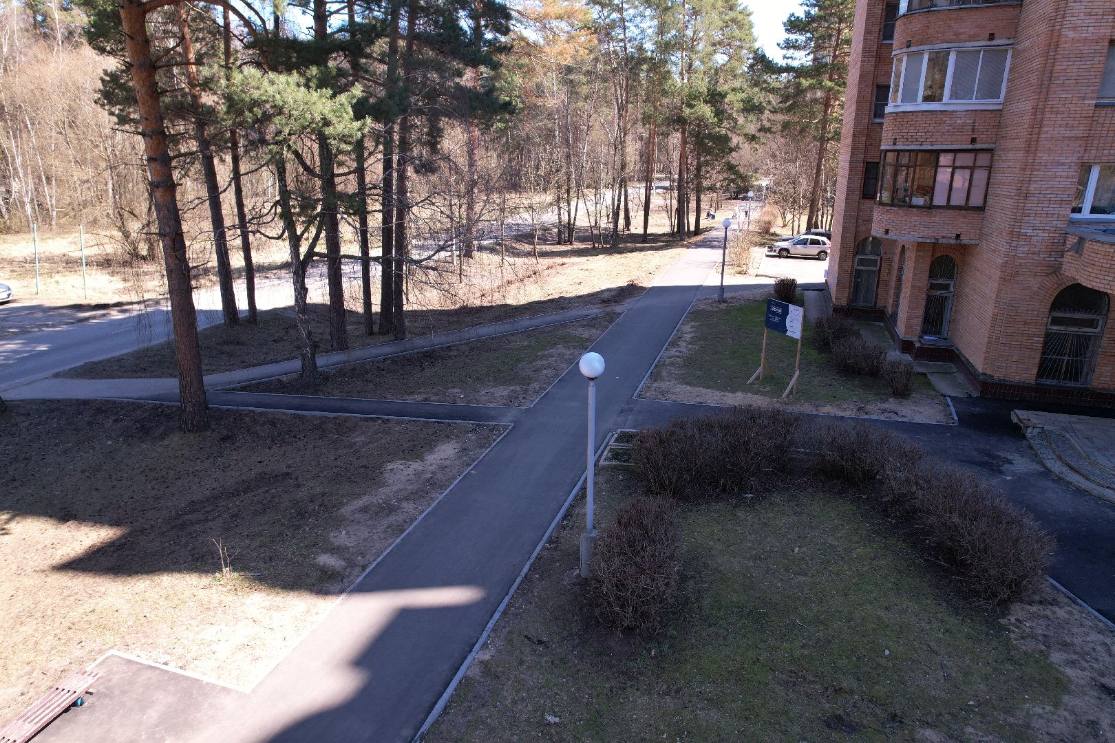 видео с коптера, озеленение улицы в протвине, благоустройство пешеходных дорожек в протвине,