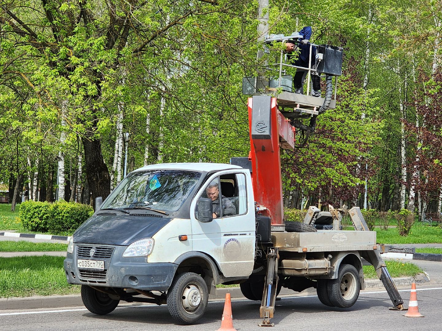 Чехов, улица Чехова, Мосавтодор, шериф-балка, мигалка, установка, монтаж, безопасность дорожного движения, профилактика ДТП,