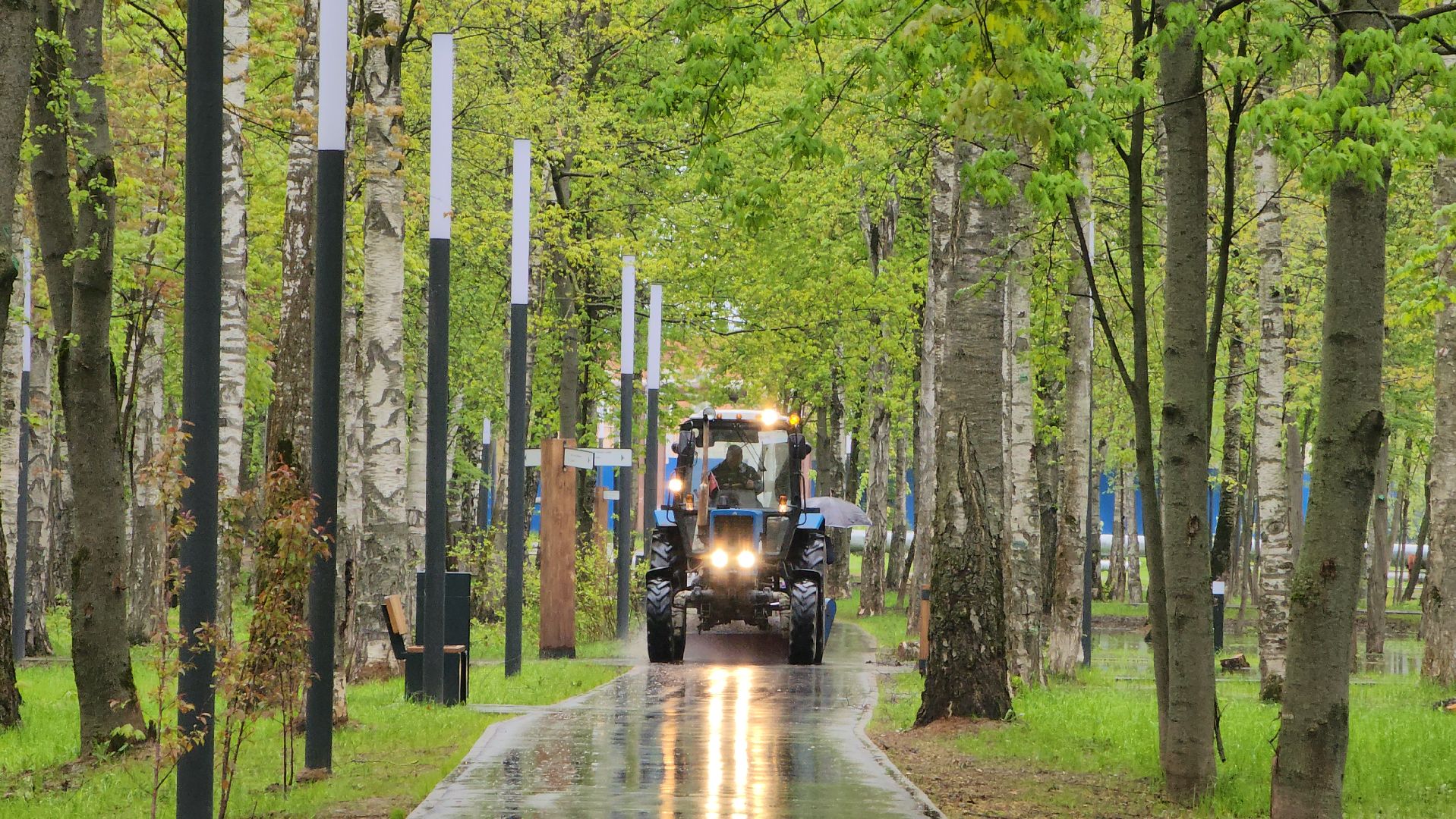 Уборка дорог, механизированная уборка, Лобня, Парк,