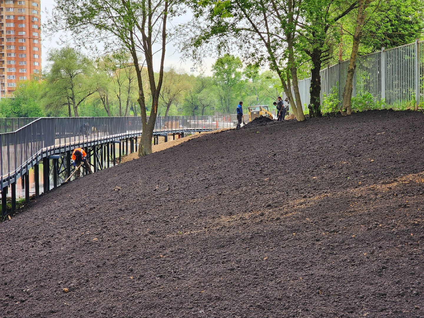 Чехов, улица Береговая, набережная реки теребенка, благоустройство, реконструкция, земляные работы, плодородный грунт, озеленение, госпрограмма московской области,