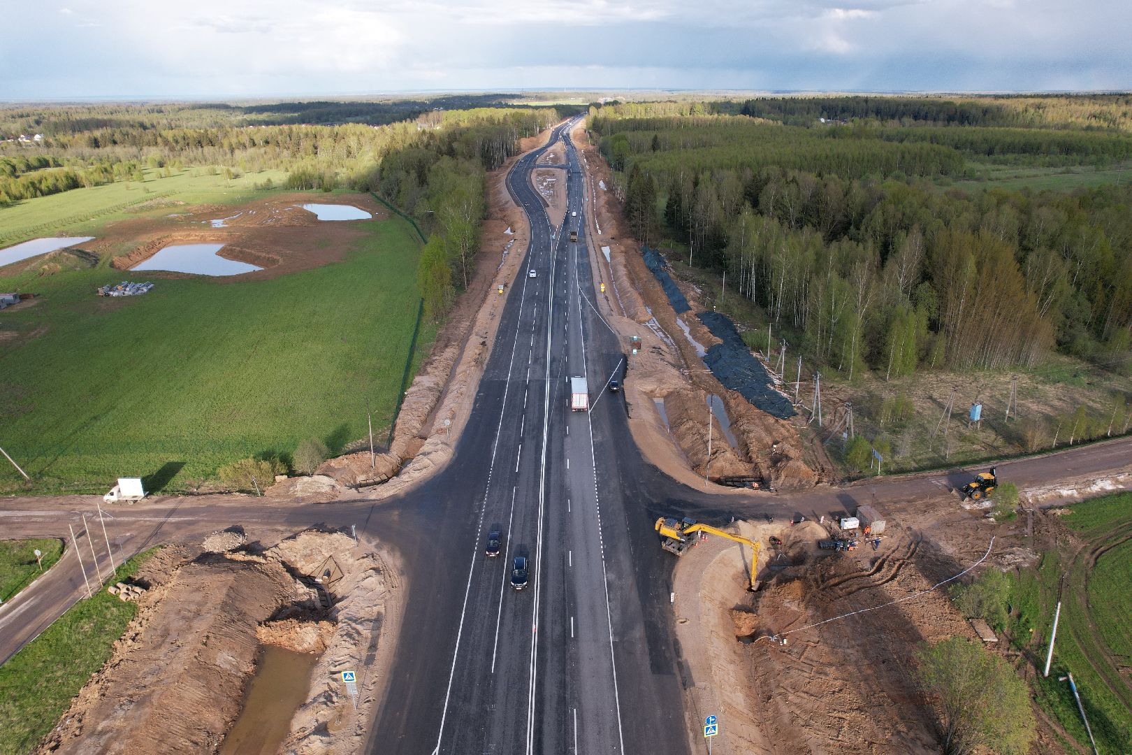 видео с коптера, трасса М-9 Балтия, дороги подмосковья,