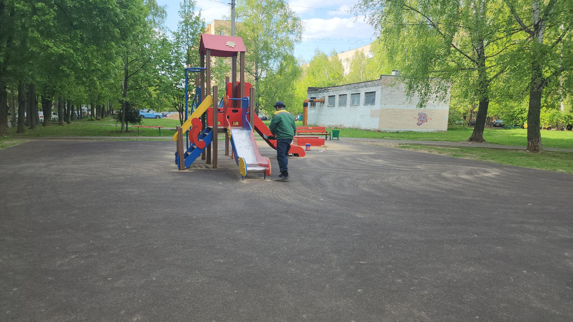 долгопрудный, покраска лавочек, покос травы, ук наш дом, спортивная, новый бульвар,