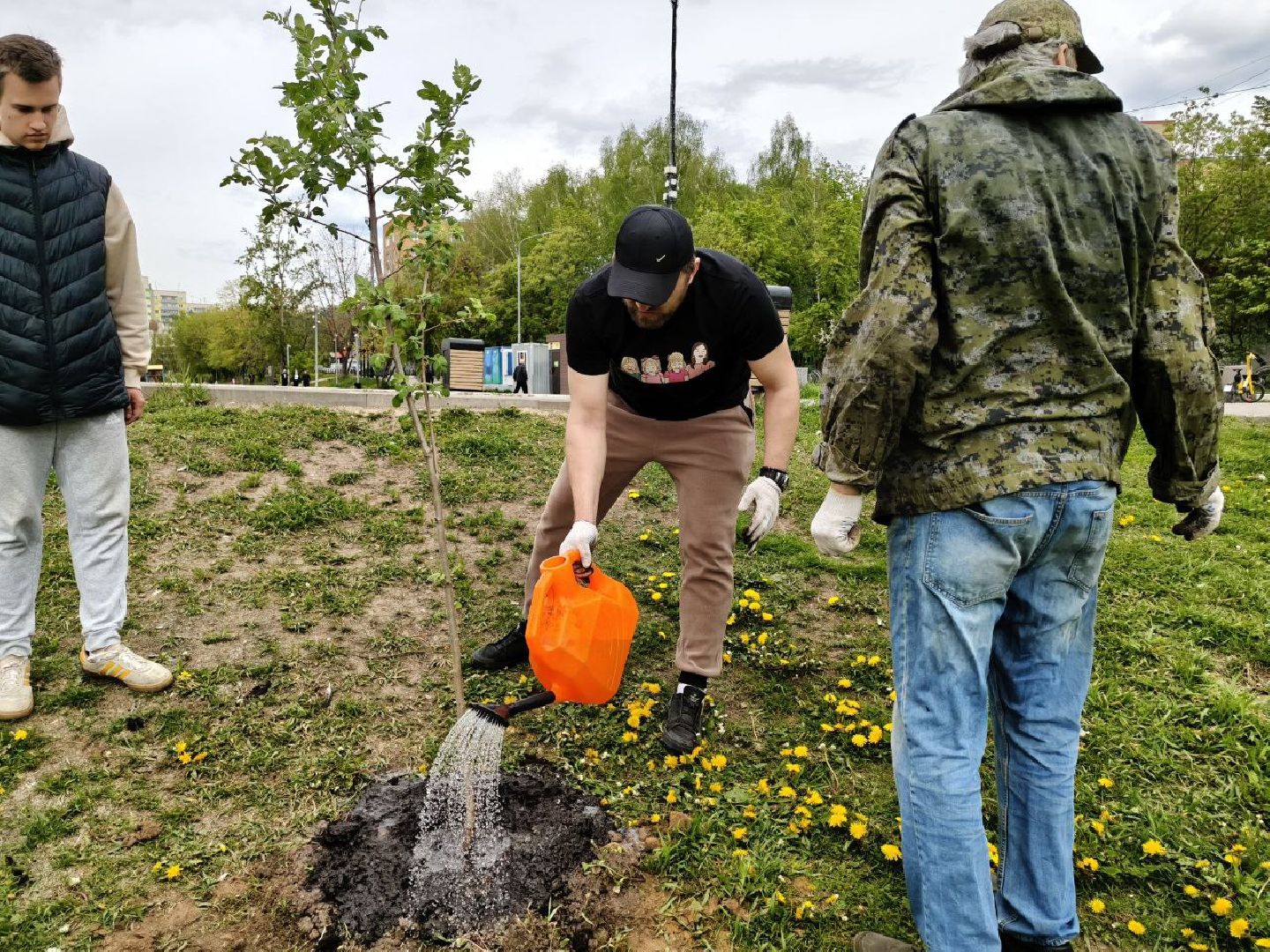 пушкино, сад победы, акция, великая отечественная война, саженцы, берег реки, жители, сотрудники,деревья, высадка деревьев,