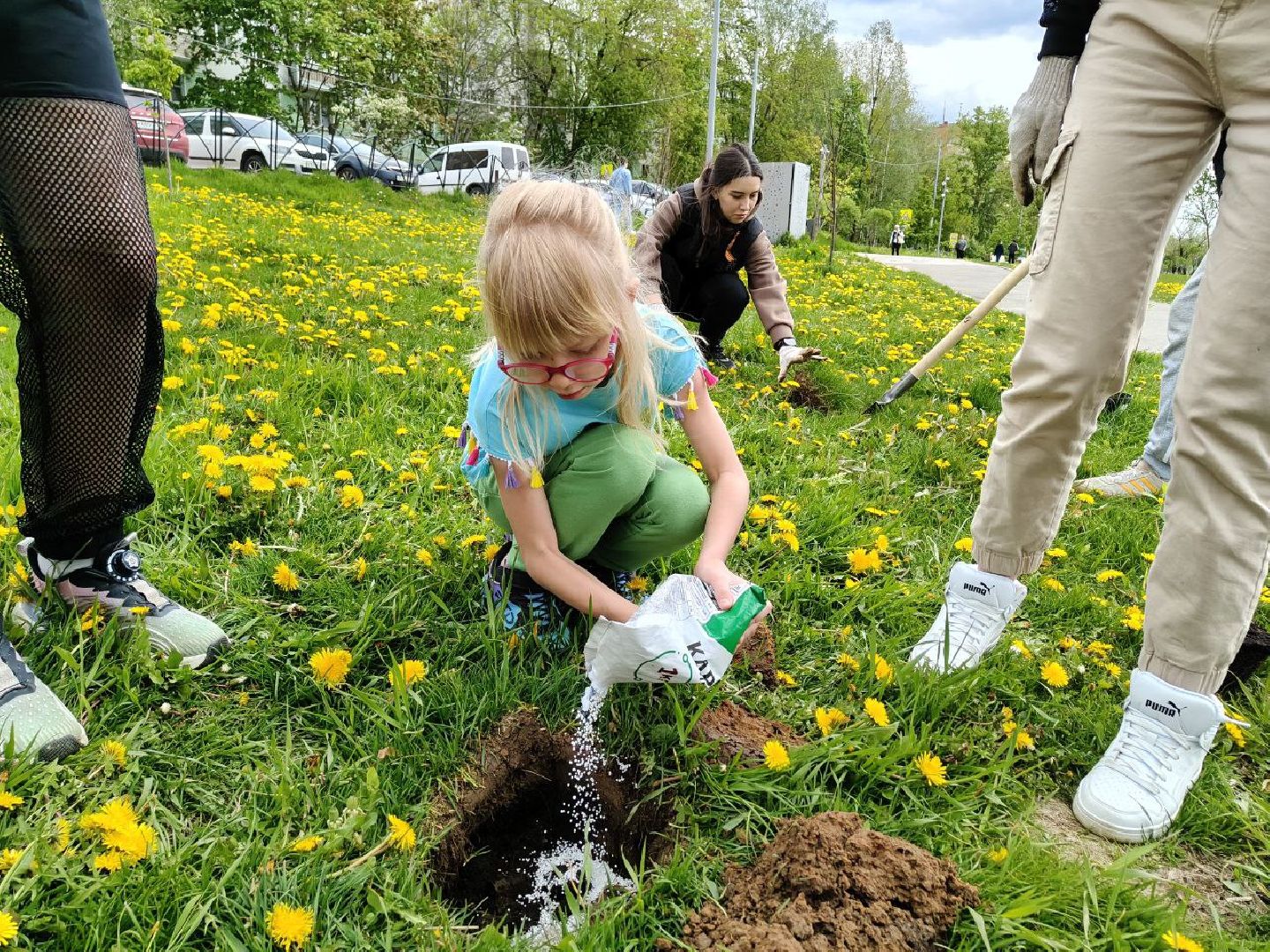 пушкино, сад победы, акция, великая отечественная война, саженцы, берег реки, жители, сотрудники,деревья, высадка деревьев,