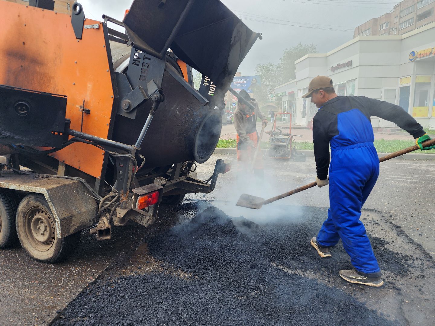 фрязино, ямочный ремонт дорог, дороги, мбу городское хозяйство, укладка асфальта,