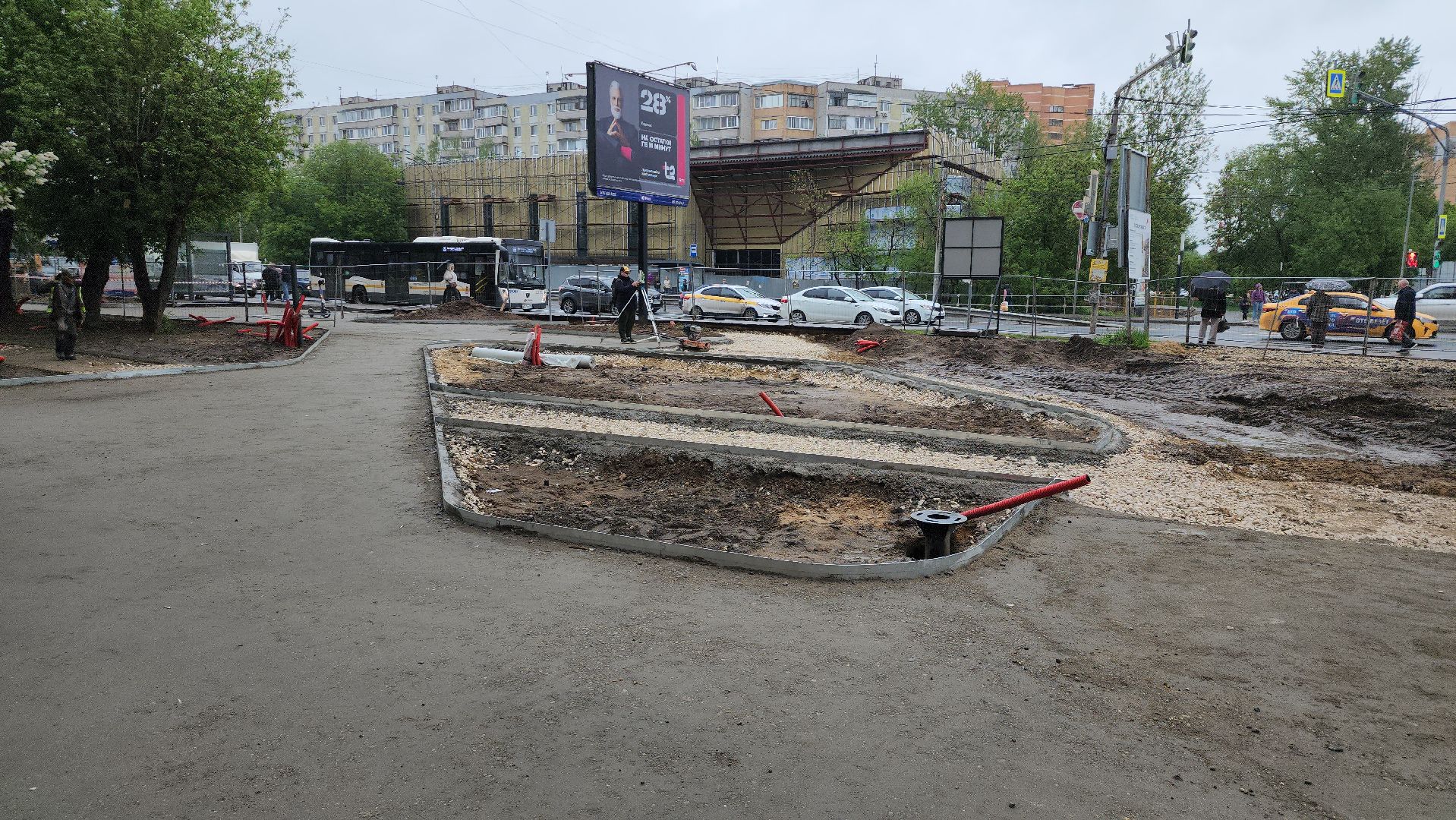 благоустройство сквера, щёлково, пролетарский проспект, Новая плитка,