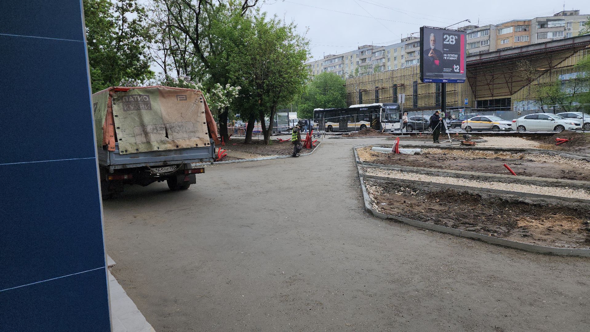 благоустройство сквера, щёлково, пролетарский проспект, Новая плитка,