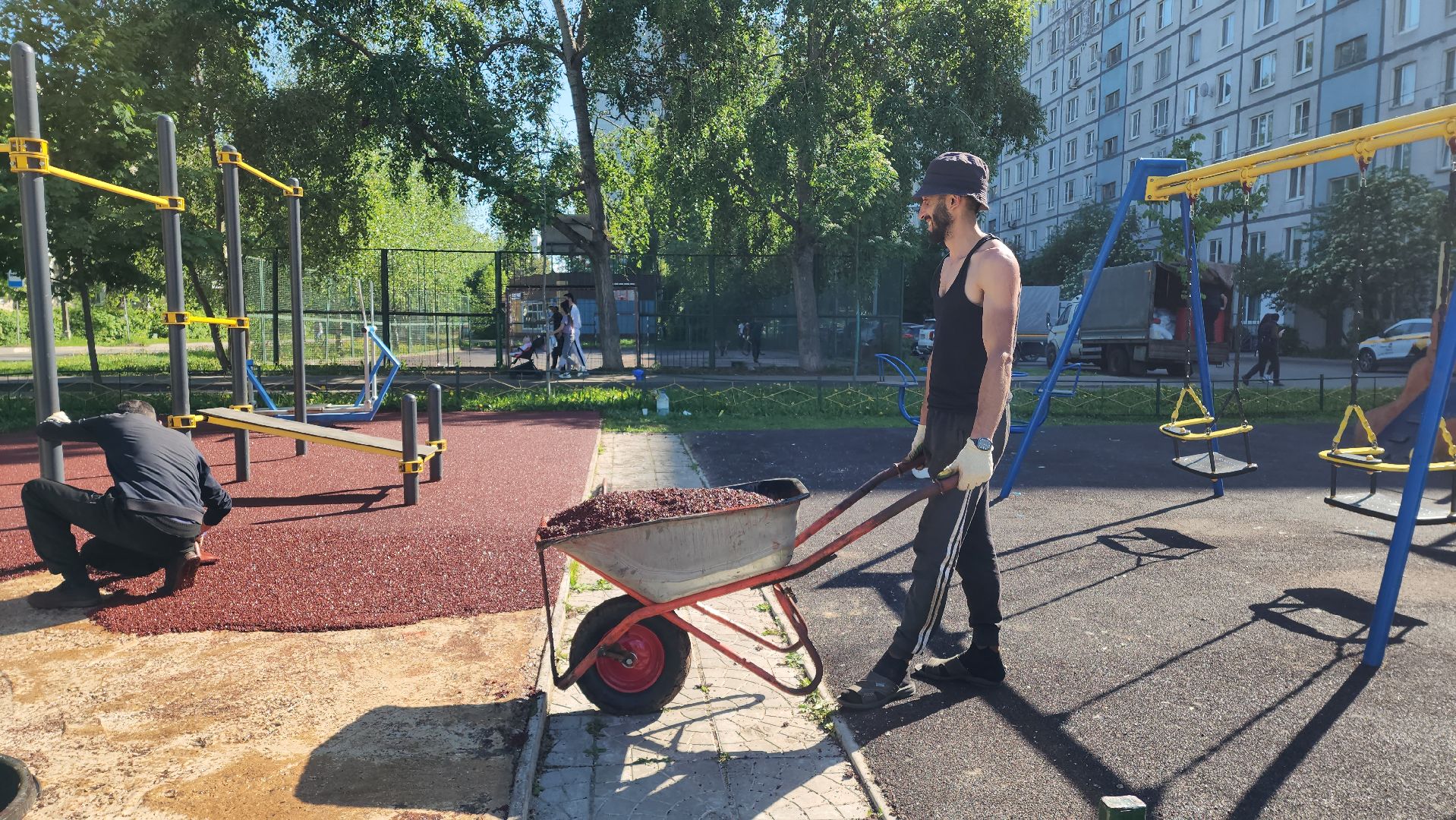 Резиновое покрытие , спортивная площадка, Лобня,