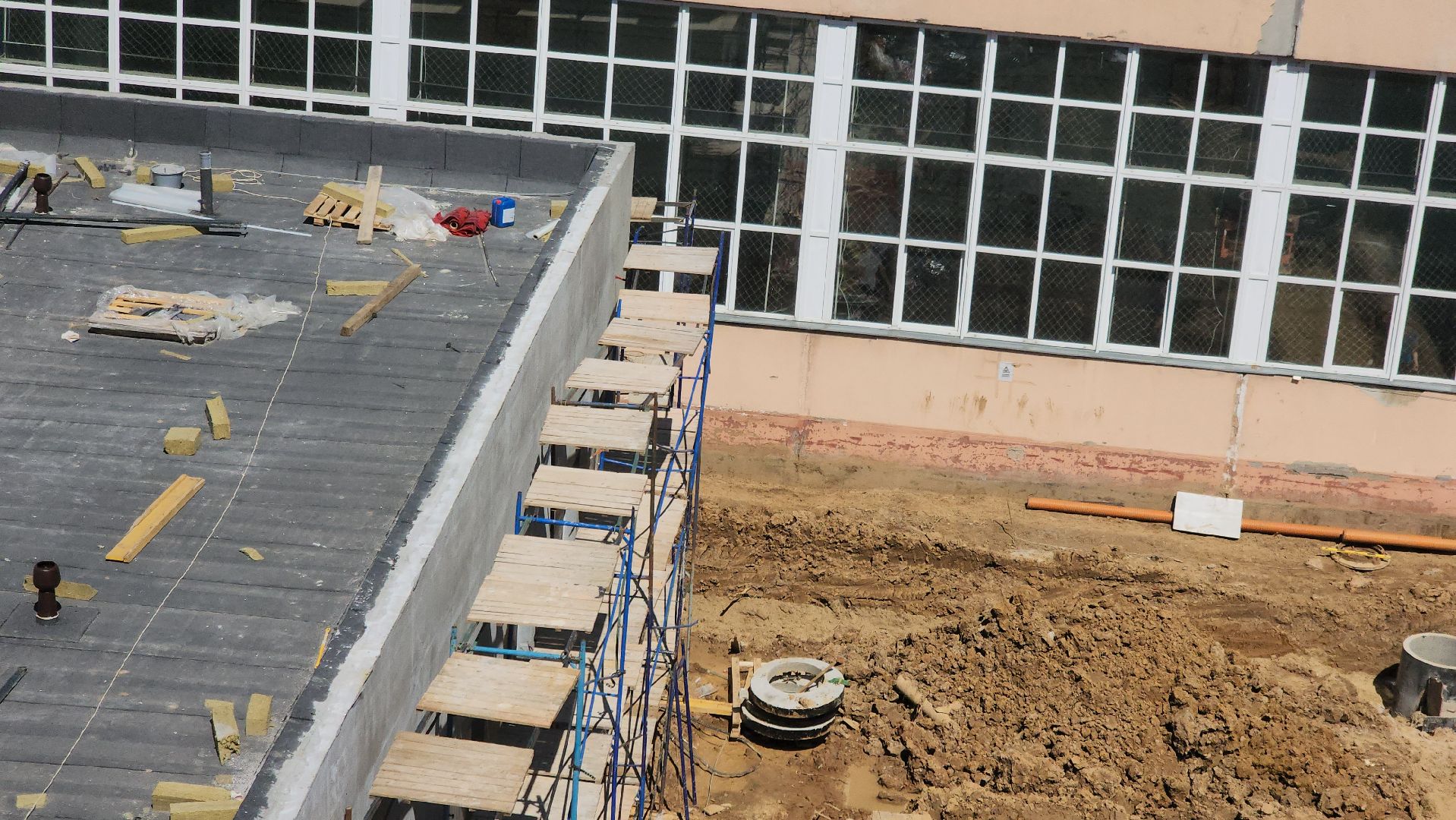 долгопрудный, 13 гимназия, пристройка, строительство, атп, канализация, водопровод, фасадные работы,