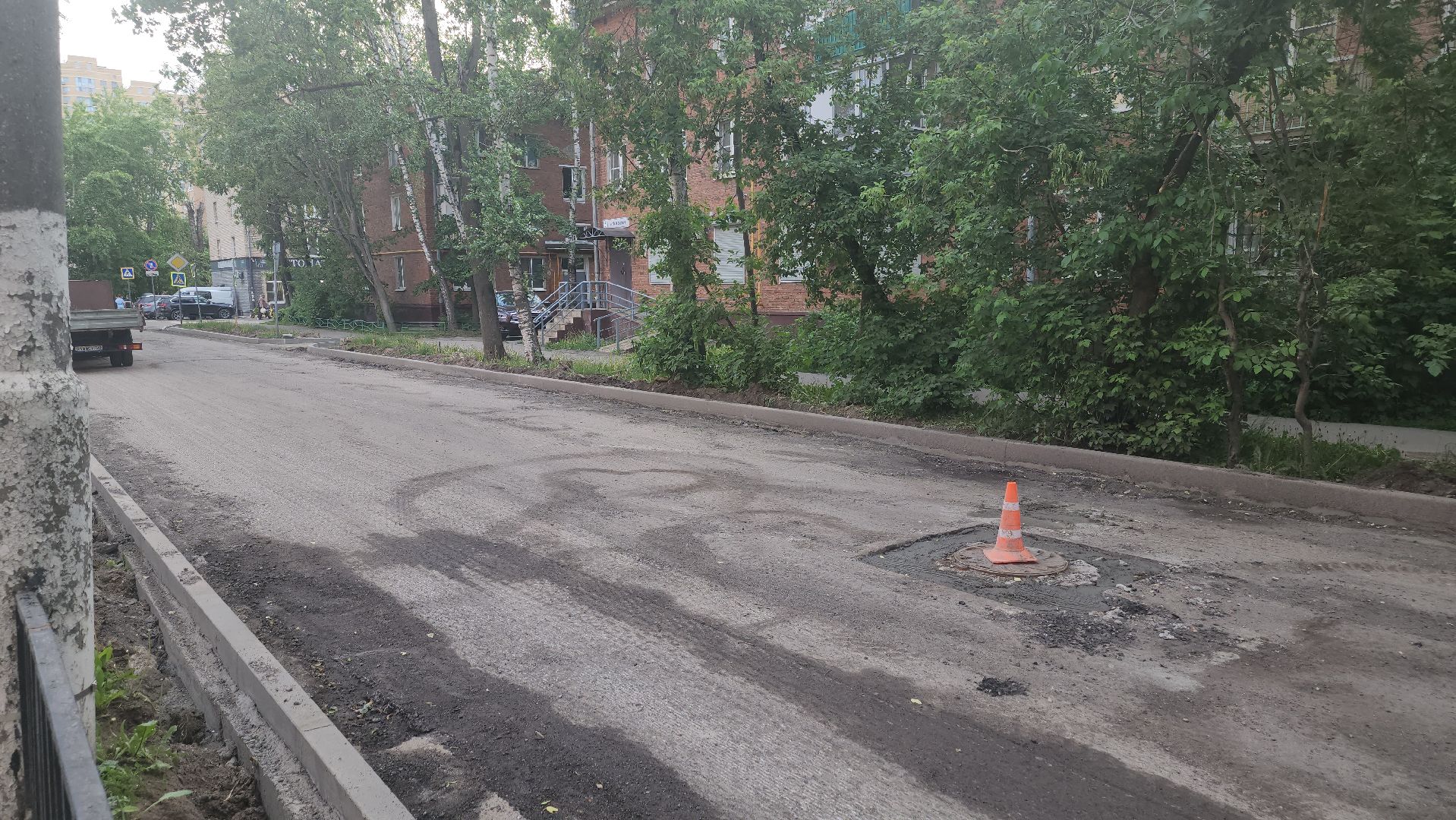 долгопрудный, улица Маяковского, загс, ремонт дороги, заливка асфальта,