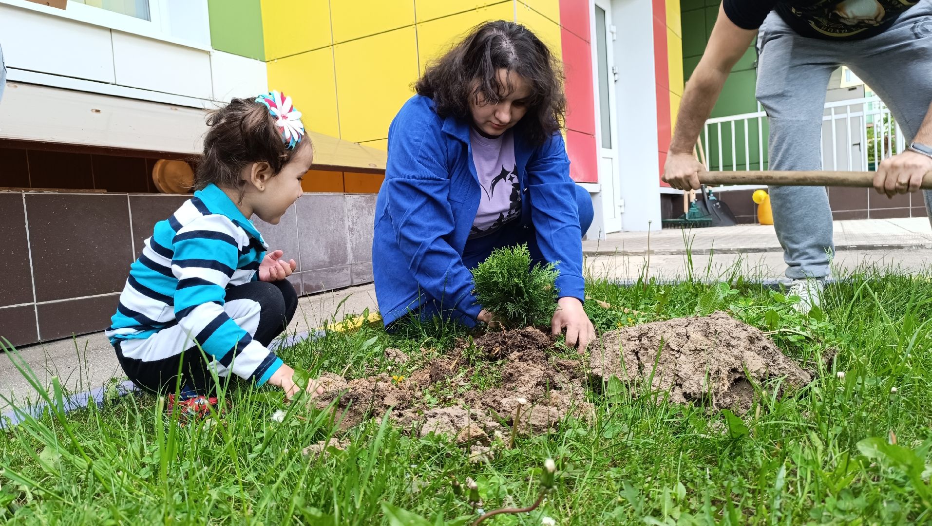 посадка деревьев, лобня, дети,