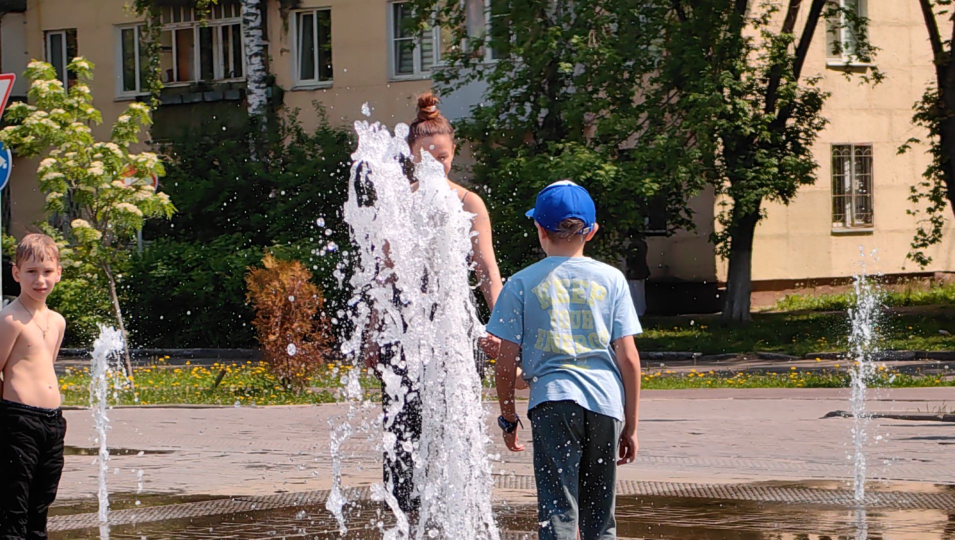 фонтан, брызги, жара, вода,
