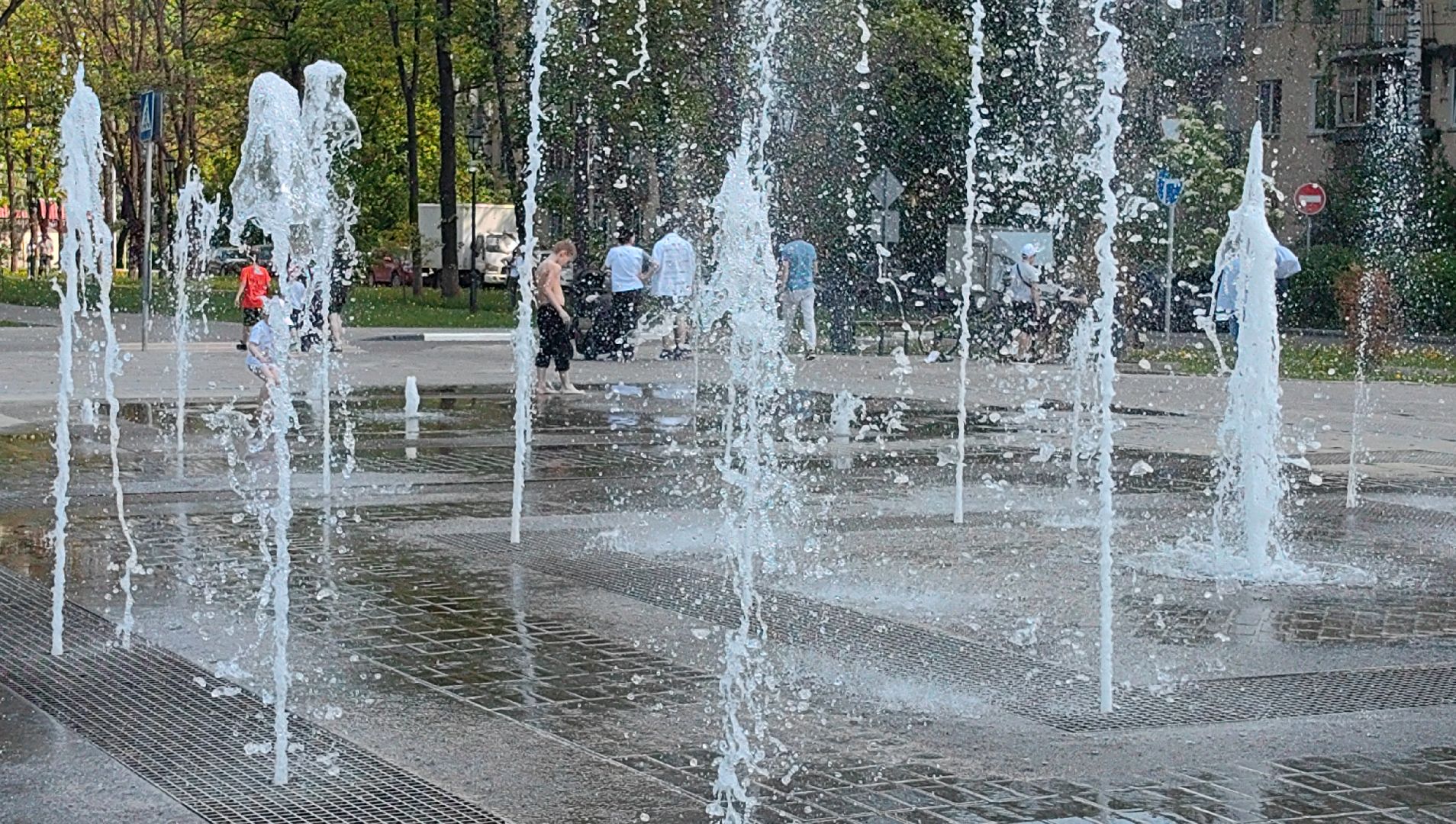 фонтан, брызги, жара, вода,