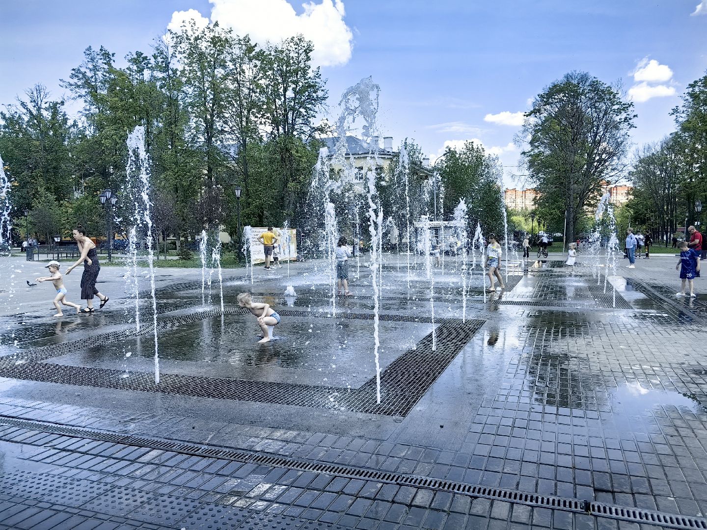 фонтан, брызги, жара, вода,