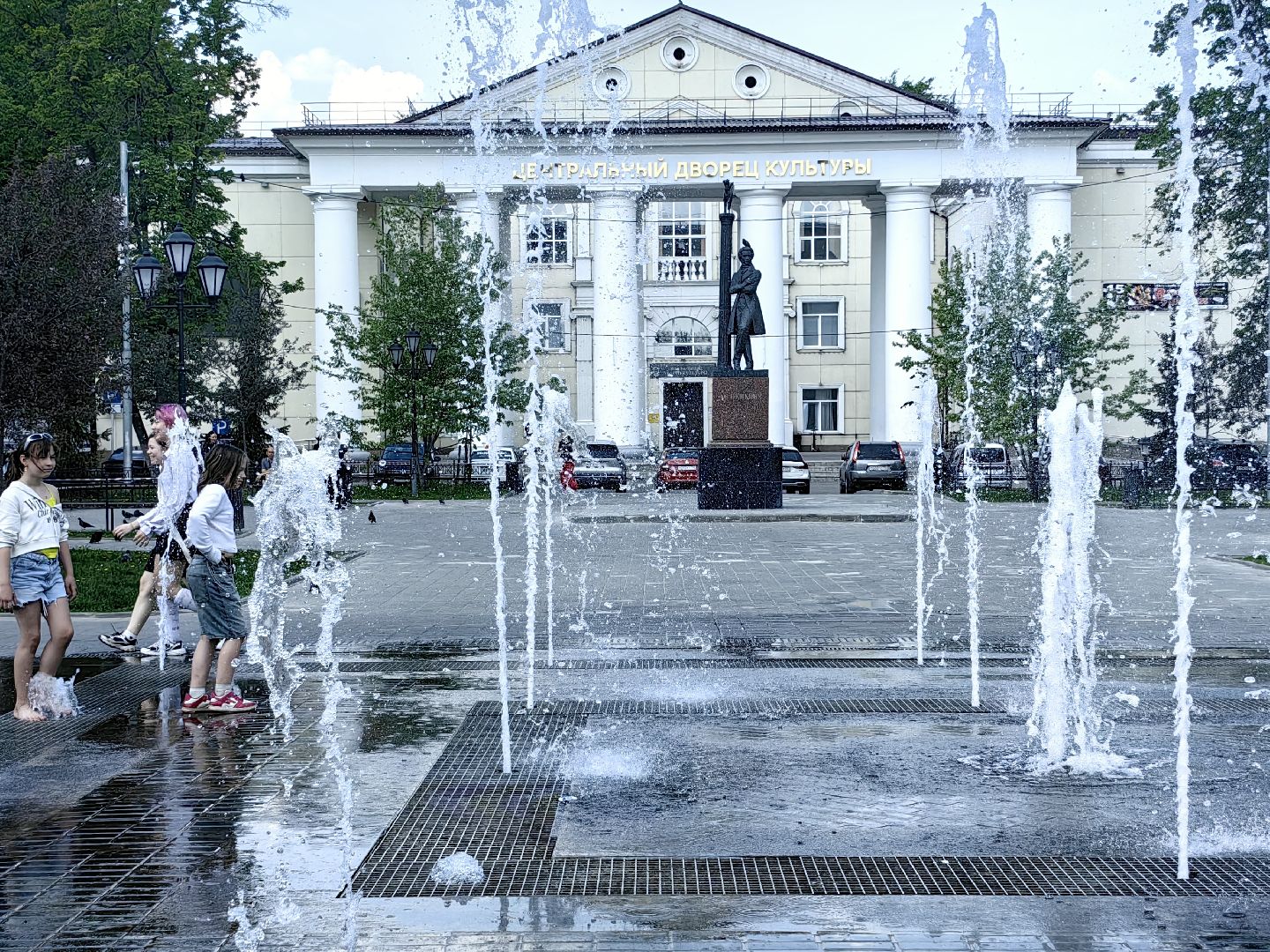 фонтан, брызги, жара, вода,