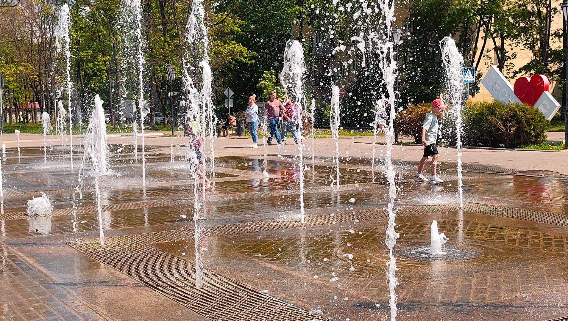 фонтан, брызги, жара, вода,