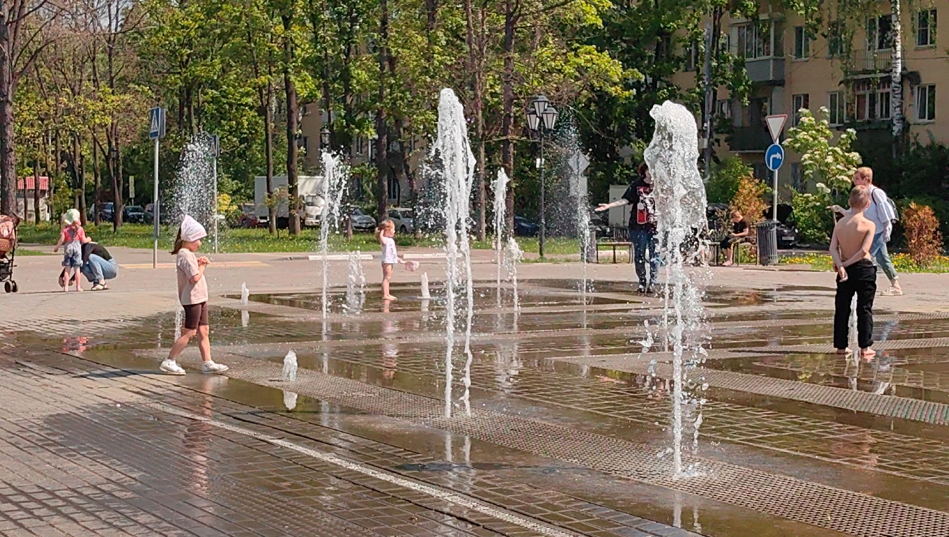 фонтан, брызги, жара, вода,