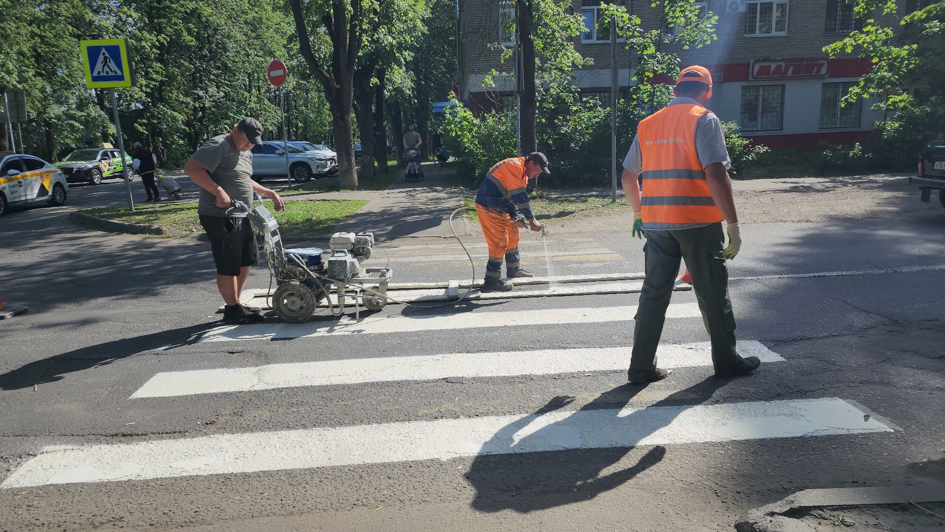 пушкино, дороги, разметка, обновление, обновление разметки, западный, коммунальная служба,