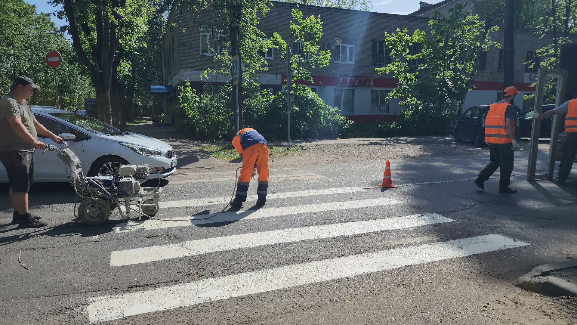 пушкино, дороги, разметка, обновление, обновление разметки, западный, коммунальная служба,