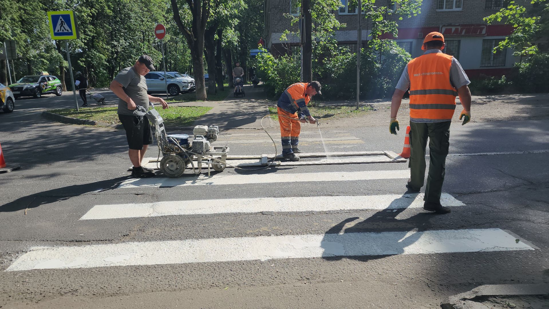 пушкино, дороги, разметка, обновление, обновление разметки, западный, коммунальная служба,
