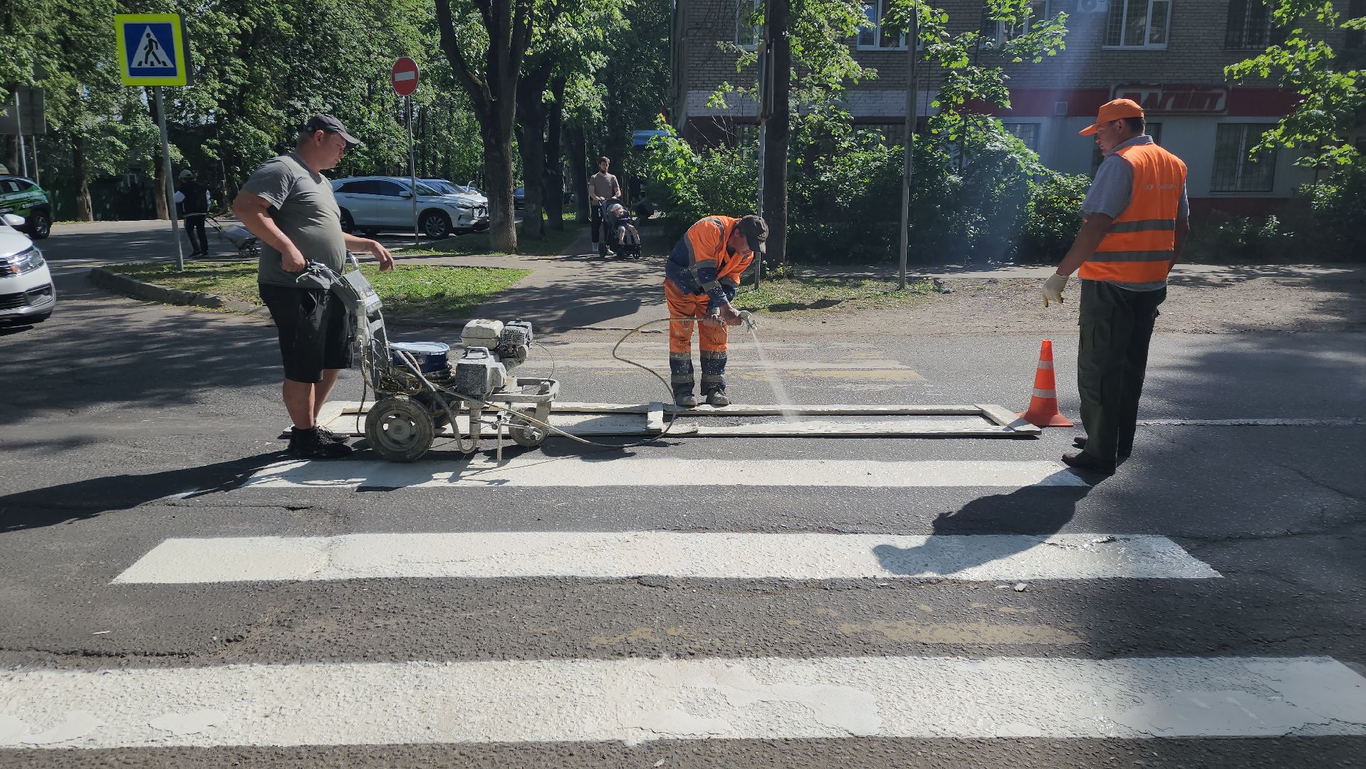 пушкино, дороги, разметка, обновление, обновление разметки, западный, коммунальная служба,