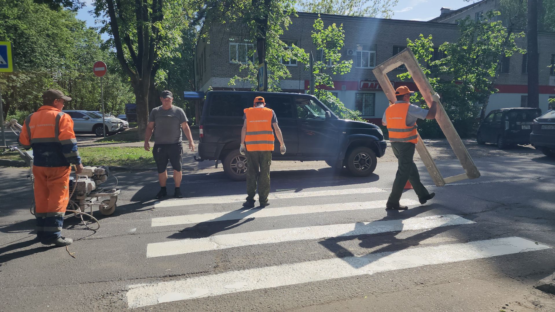 пушкино, дороги, разметка, обновление, обновление разметки, западный, коммунальная служба,
