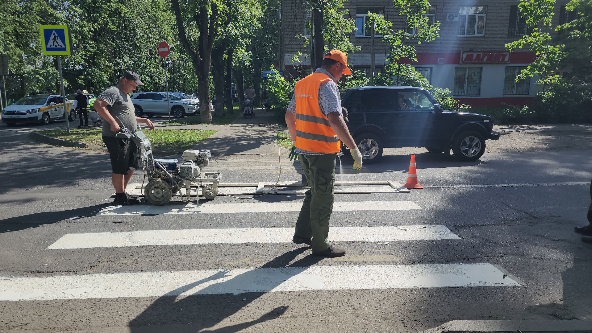 пушкино, дороги, разметка, обновление, обновление разметки, западный, коммунальная служба,