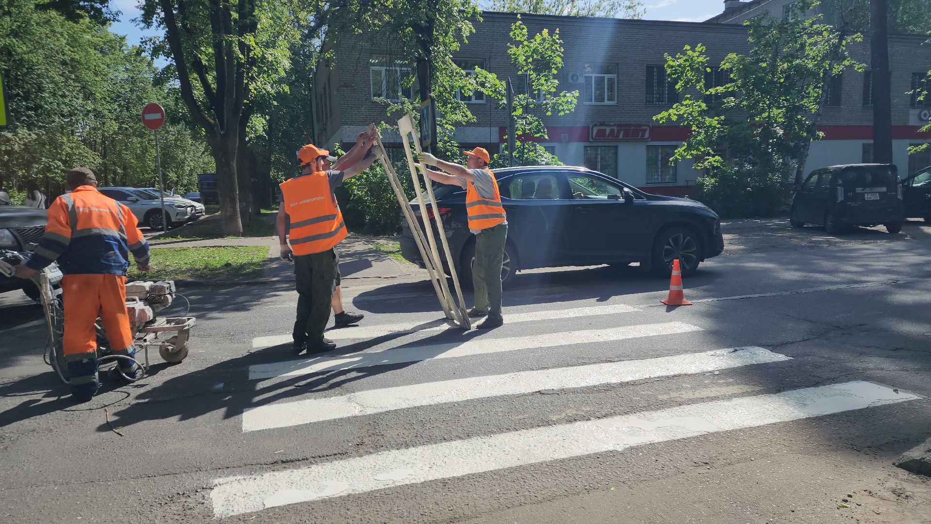 пушкино, дороги, разметка, обновление, обновление разметки, западный, коммунальная служба,