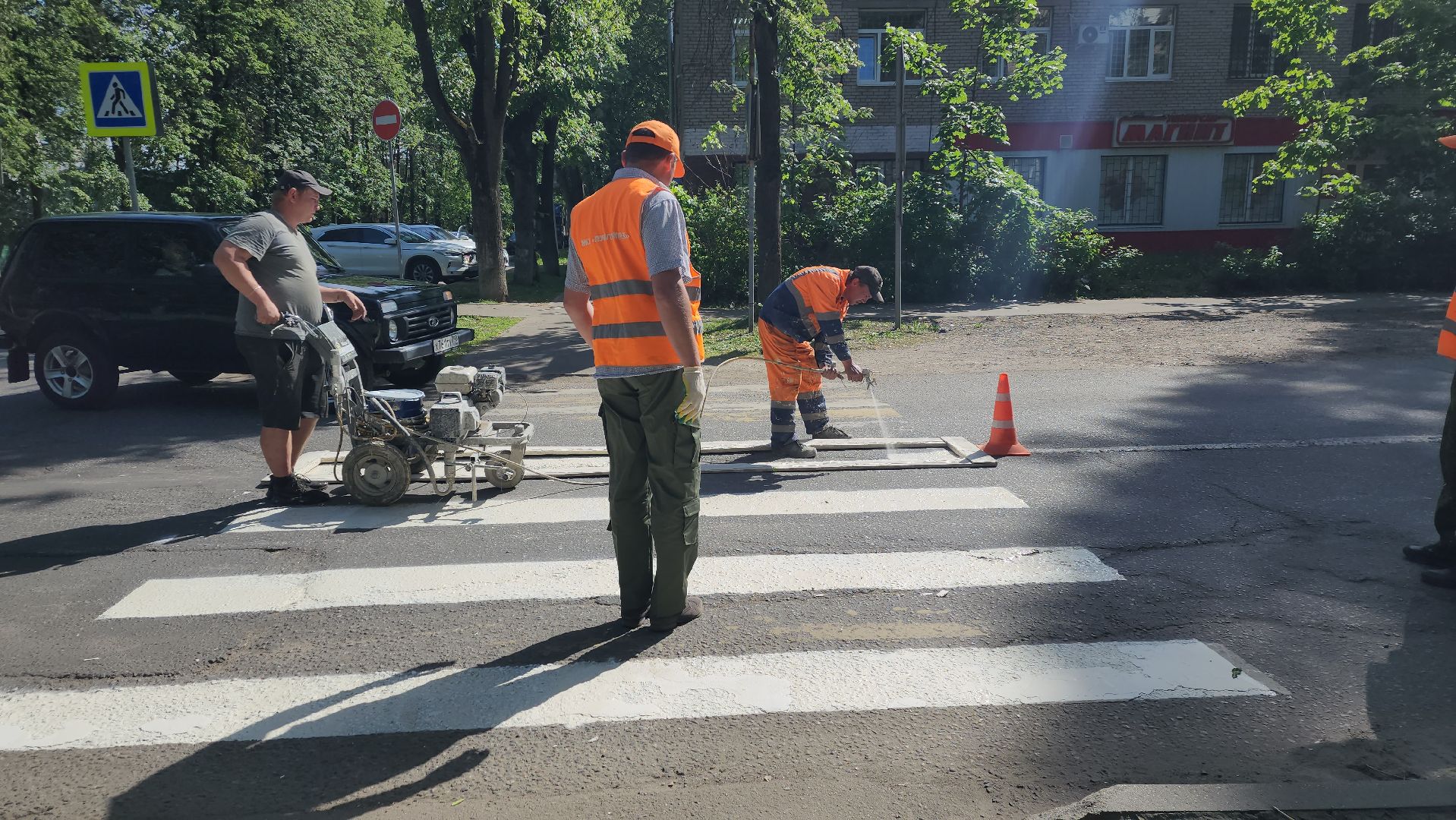 пушкино, дороги, разметка, обновление, обновление разметки, западный, коммунальная служба,