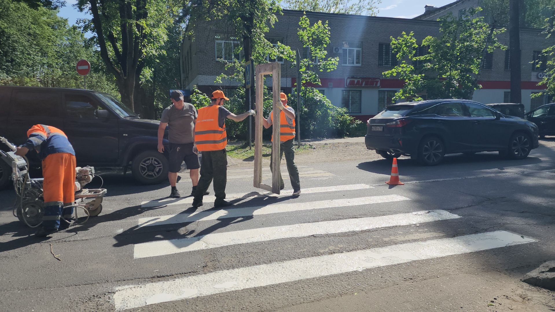 пушкино, дороги, разметка, обновление, обновление разметки, западный, коммунальная служба,
