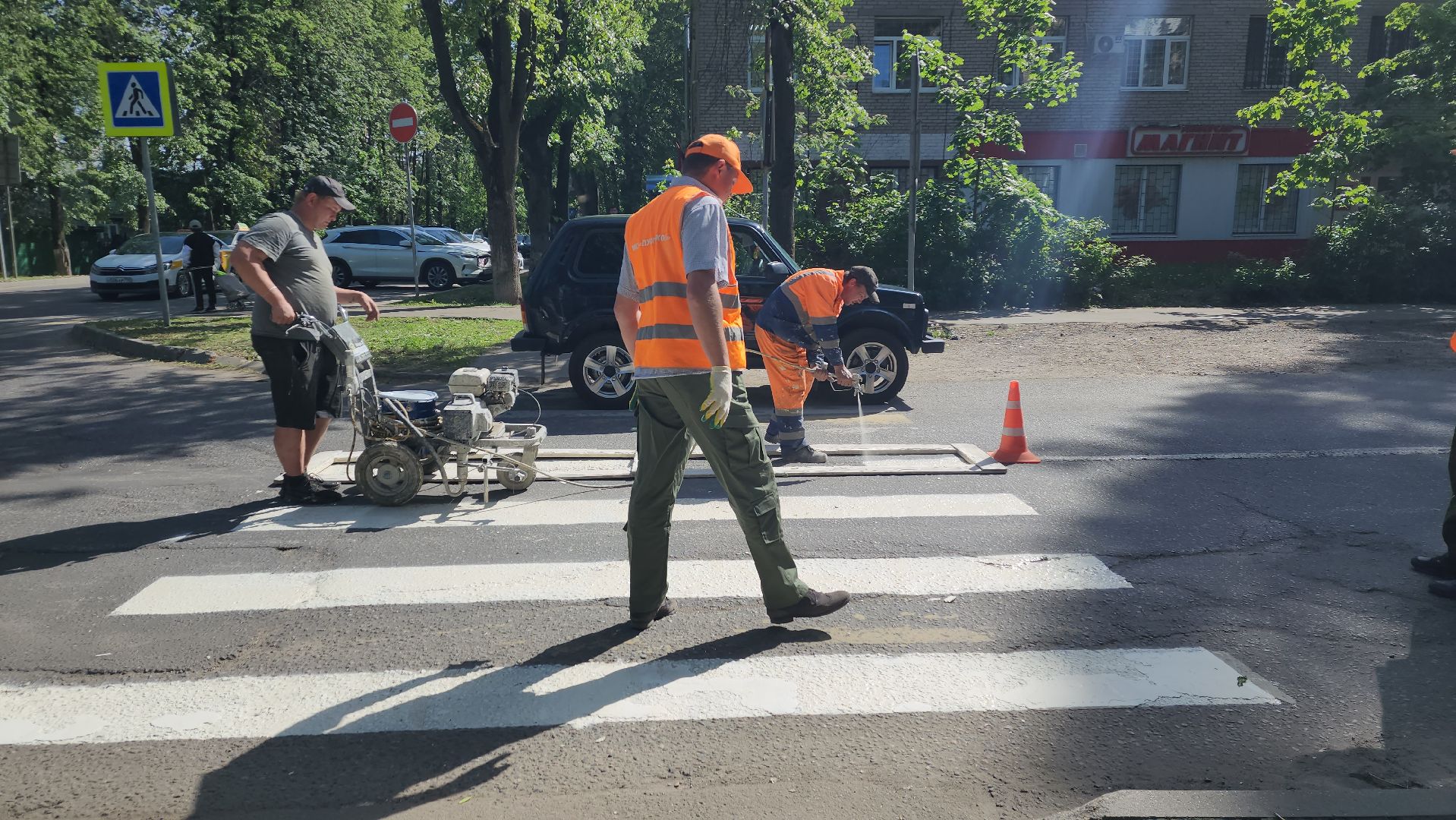 пушкино, дороги, разметка, обновление, обновление разметки, западный, коммунальная служба,