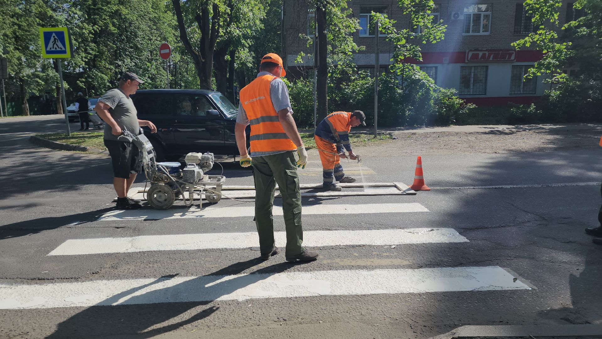 пушкино, дороги, разметка, обновление, обновление разметки, западный, коммунальная служба,