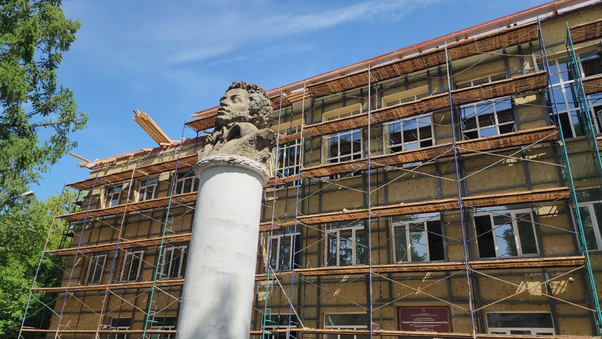 серпухов, капитальный ремонт школ, школа 6, улица водонапорная, фасадные работы в школе,