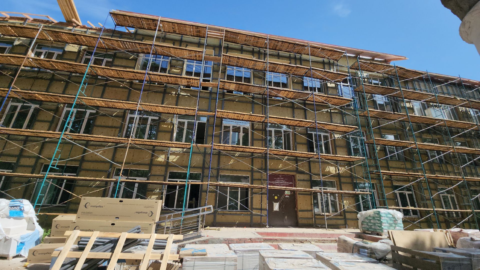 серпухов, капитальный ремонт школ, школа 6, улица водонапорная, фасадные работы в школе,