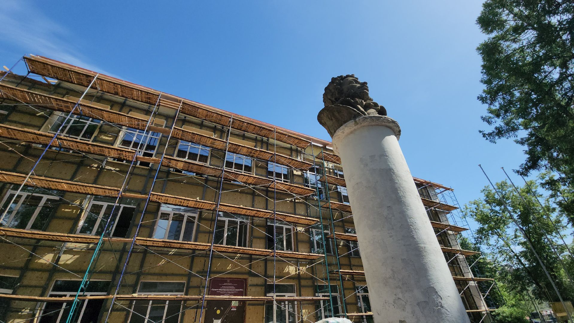 серпухов, капитальный ремонт школ, школа 6, улица водонапорная, фасадные работы в школе,