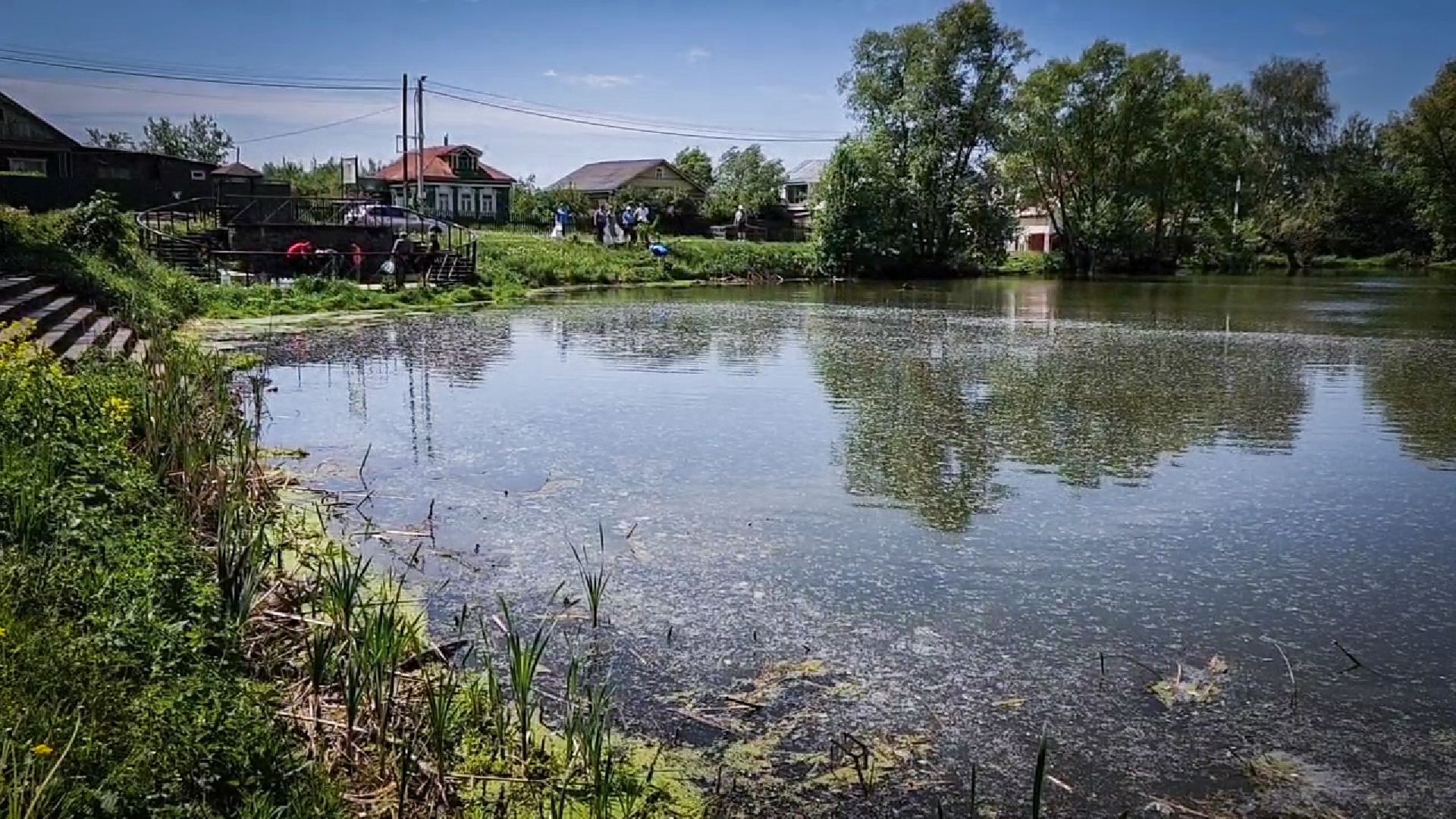 село заворово, очистка пруда в заворово, экологический субботник на пруду,  раменский округ,