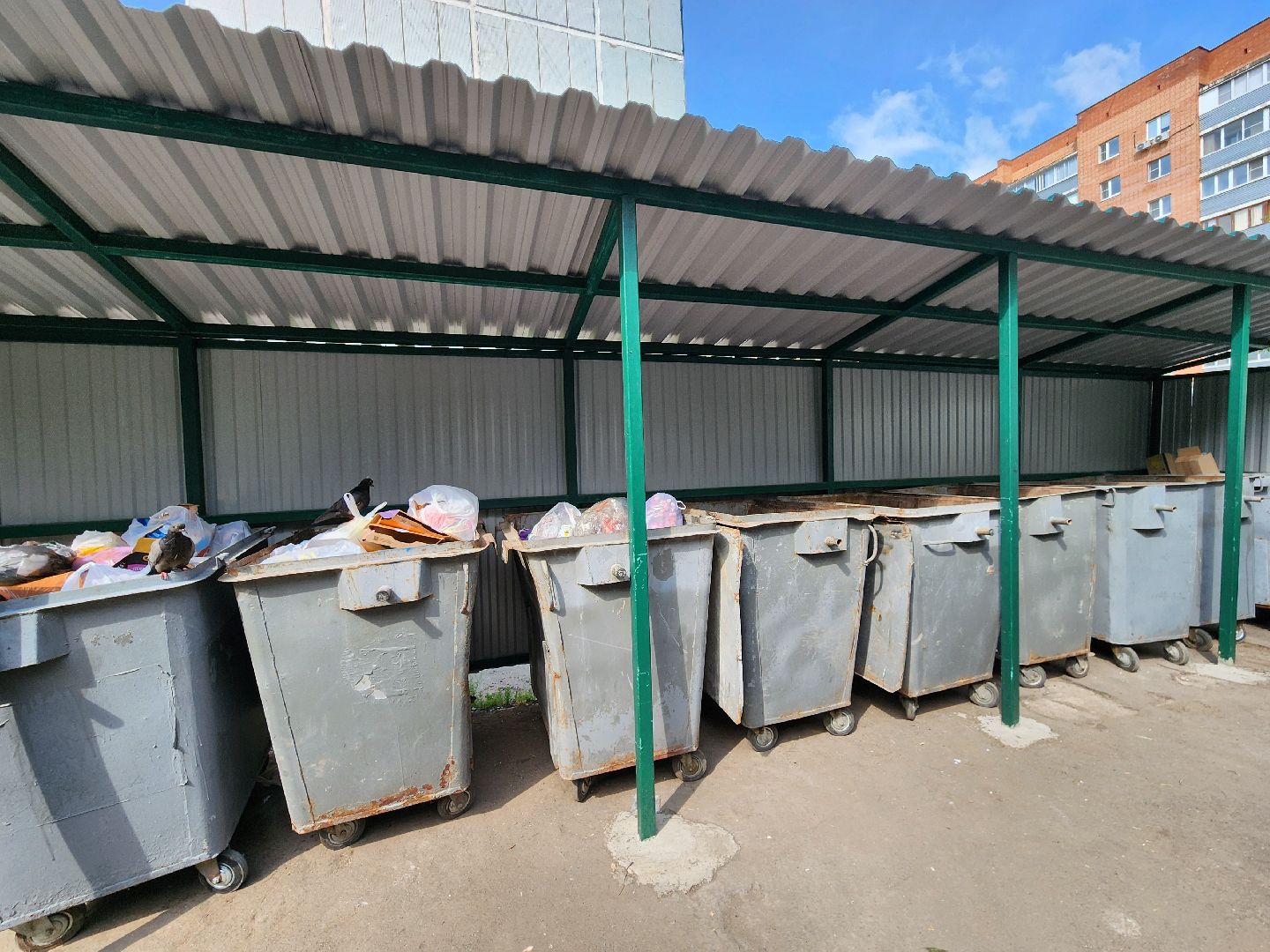 чехов, улица чехова, контейнерная площадка, капитальный ремонт, новое ограждение, крыша, бункер для КГО, дополнительные баки, вывоз мусора, твердое покрытие, крупногабаритные отходы, капремонт,