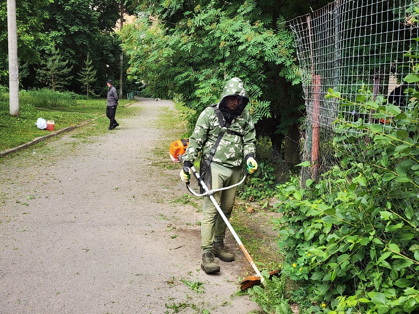 чехов, улица чехова 2, покос травы, содержание придомовой территории, уборка мусора, мбу чеховское благоустройство, озеленение,