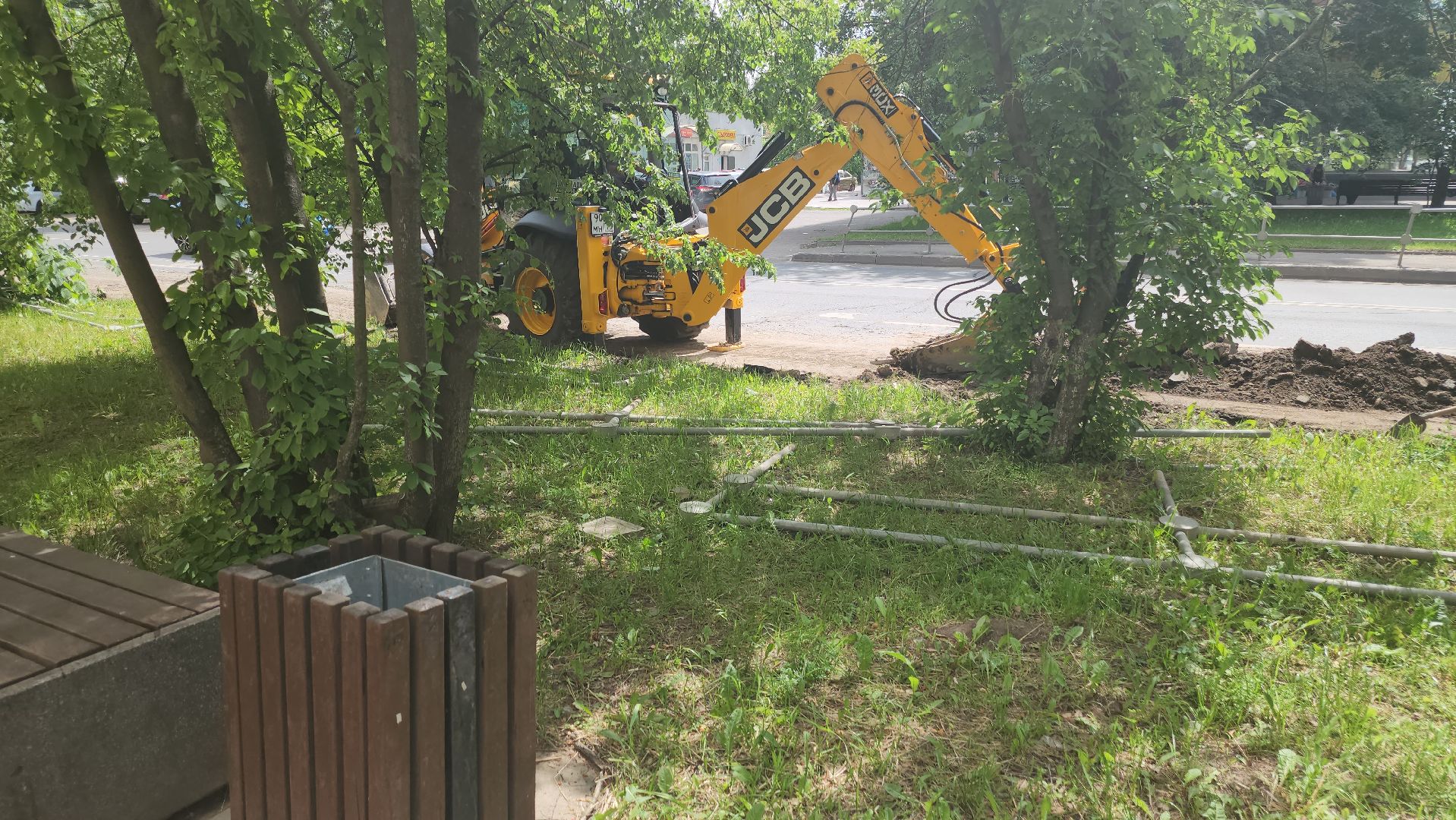 долгопрудный, проспект пацаева, ремонт дороги, бордюр, бордюрный камень, экскаваторы,