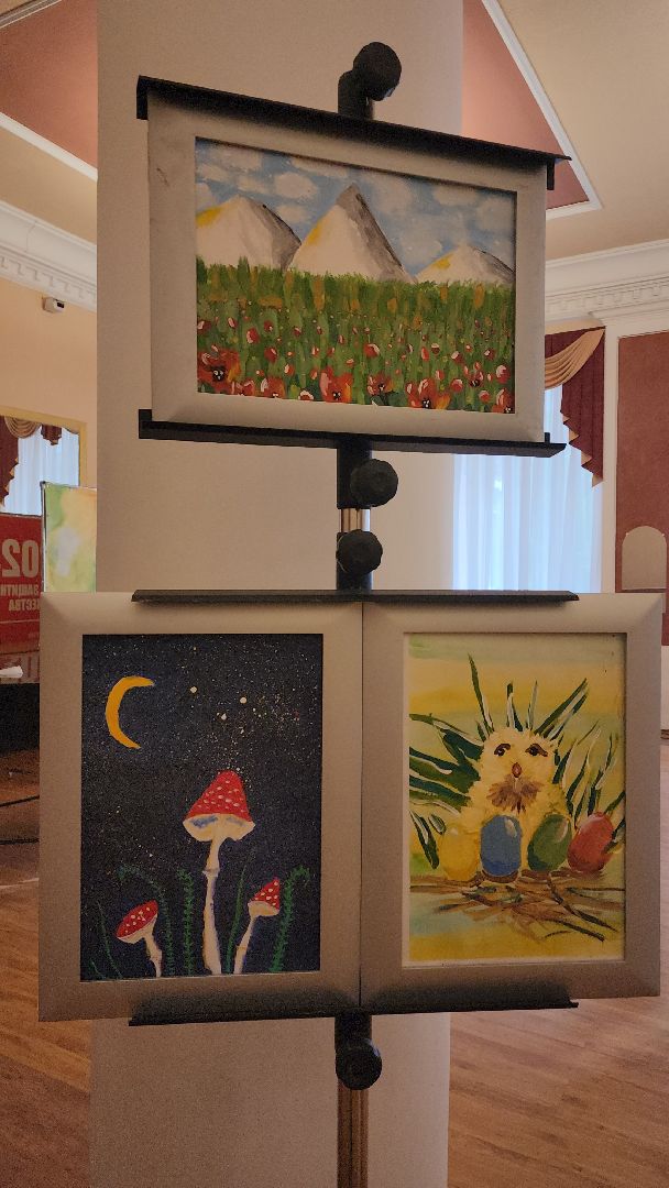 вертикалки, пушкино, детские рисунки, экспозиция, дети с овз, картины, благотворительная выставка,общественная организация,