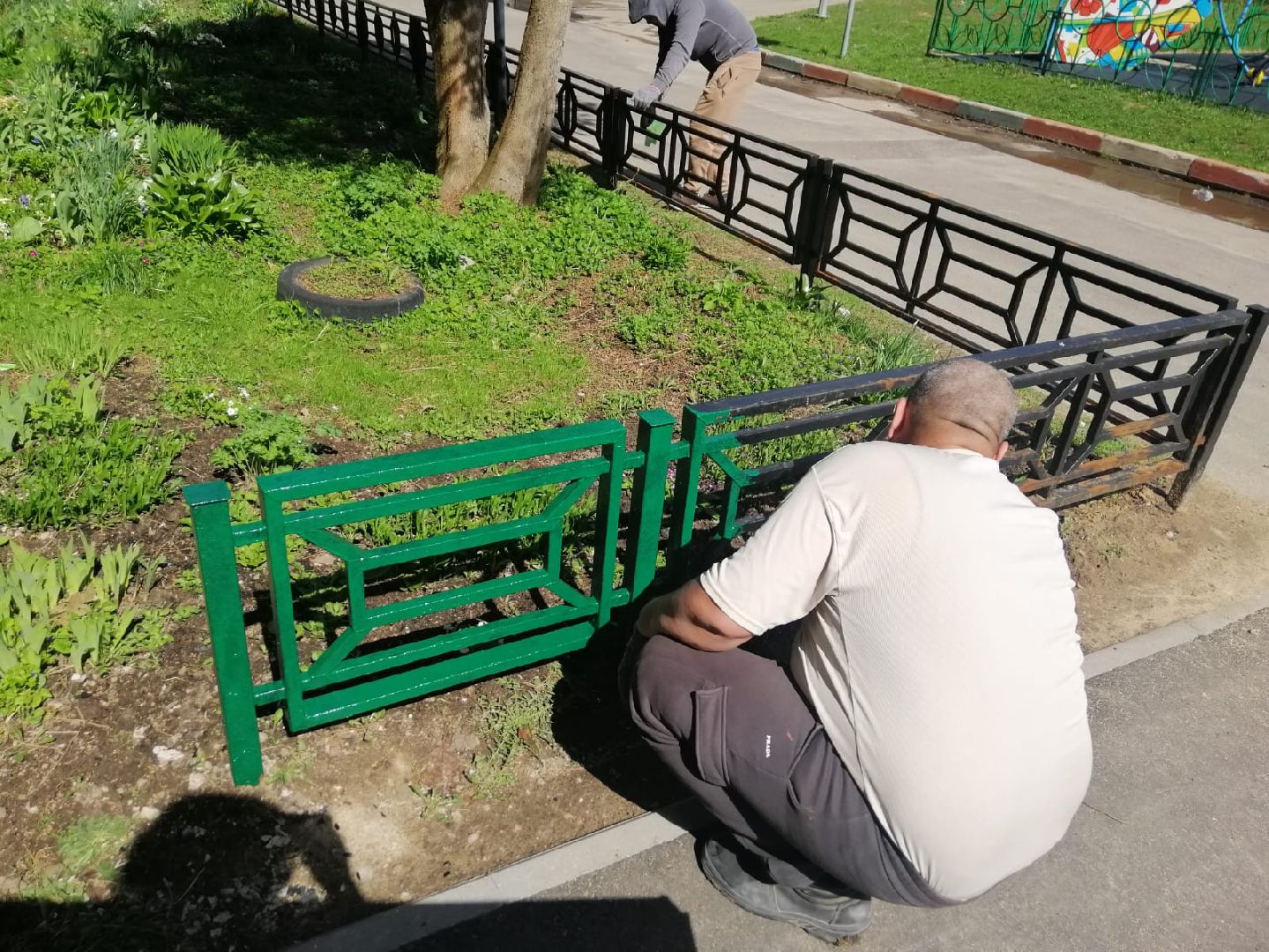 городской округ восход, благоустройство, покраска забора,