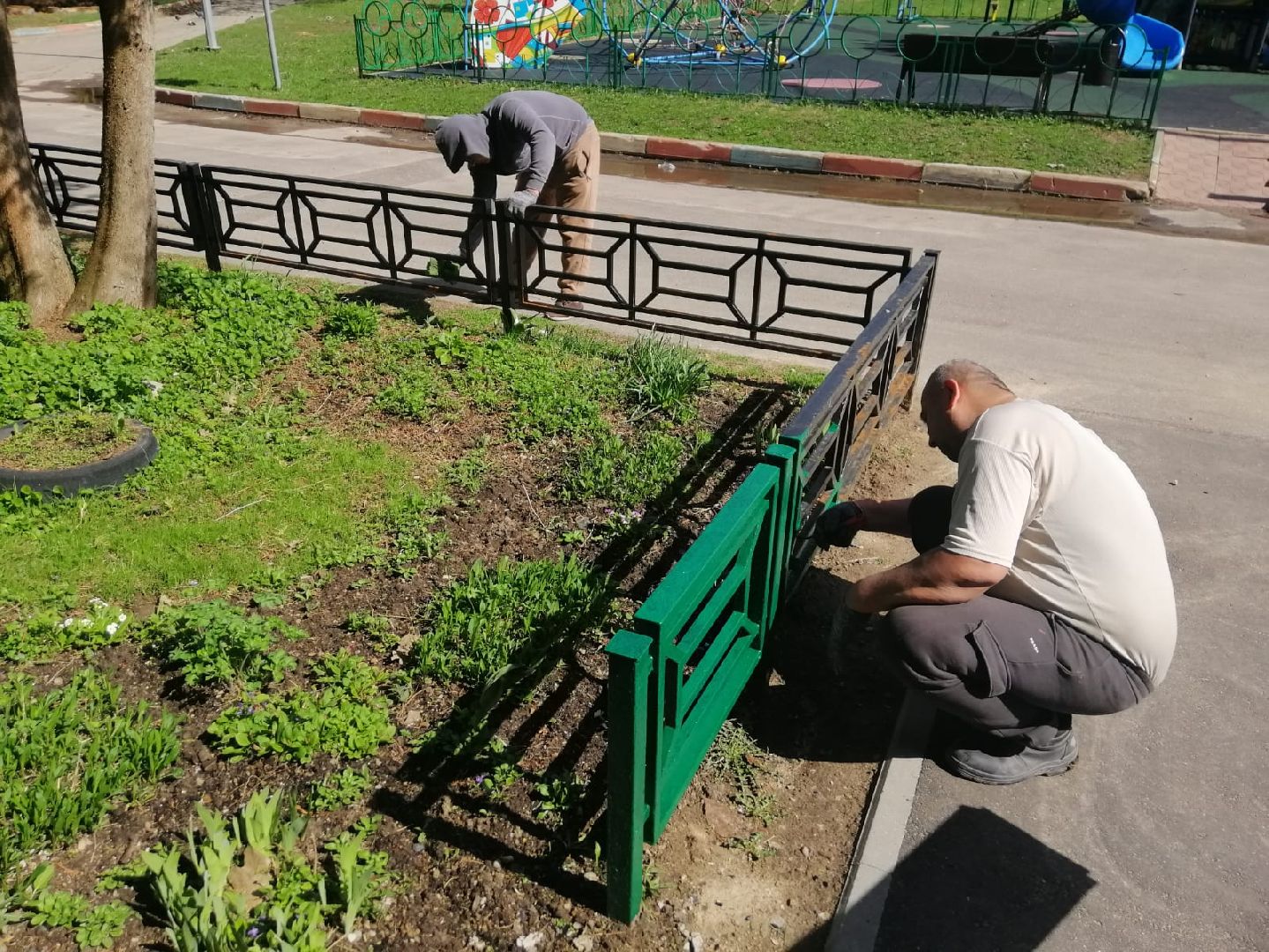 городской округ восход, благоустройство, покраска забора,