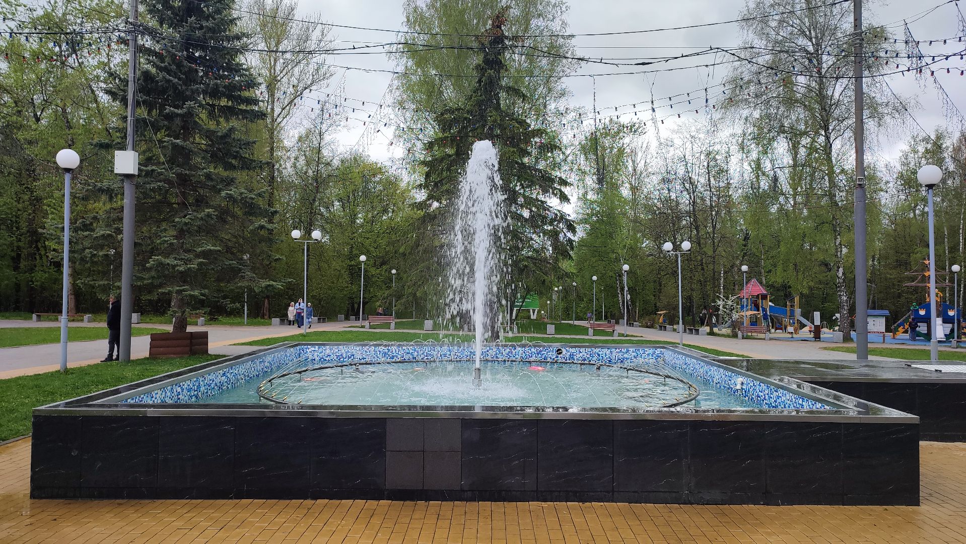 Кашира, парк, фонтан, теплый сезон