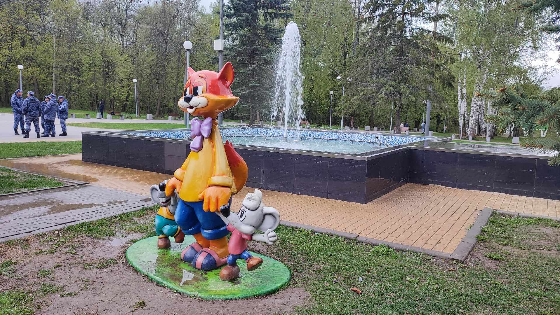 Кашира, парк, фонтан, теплый сезон