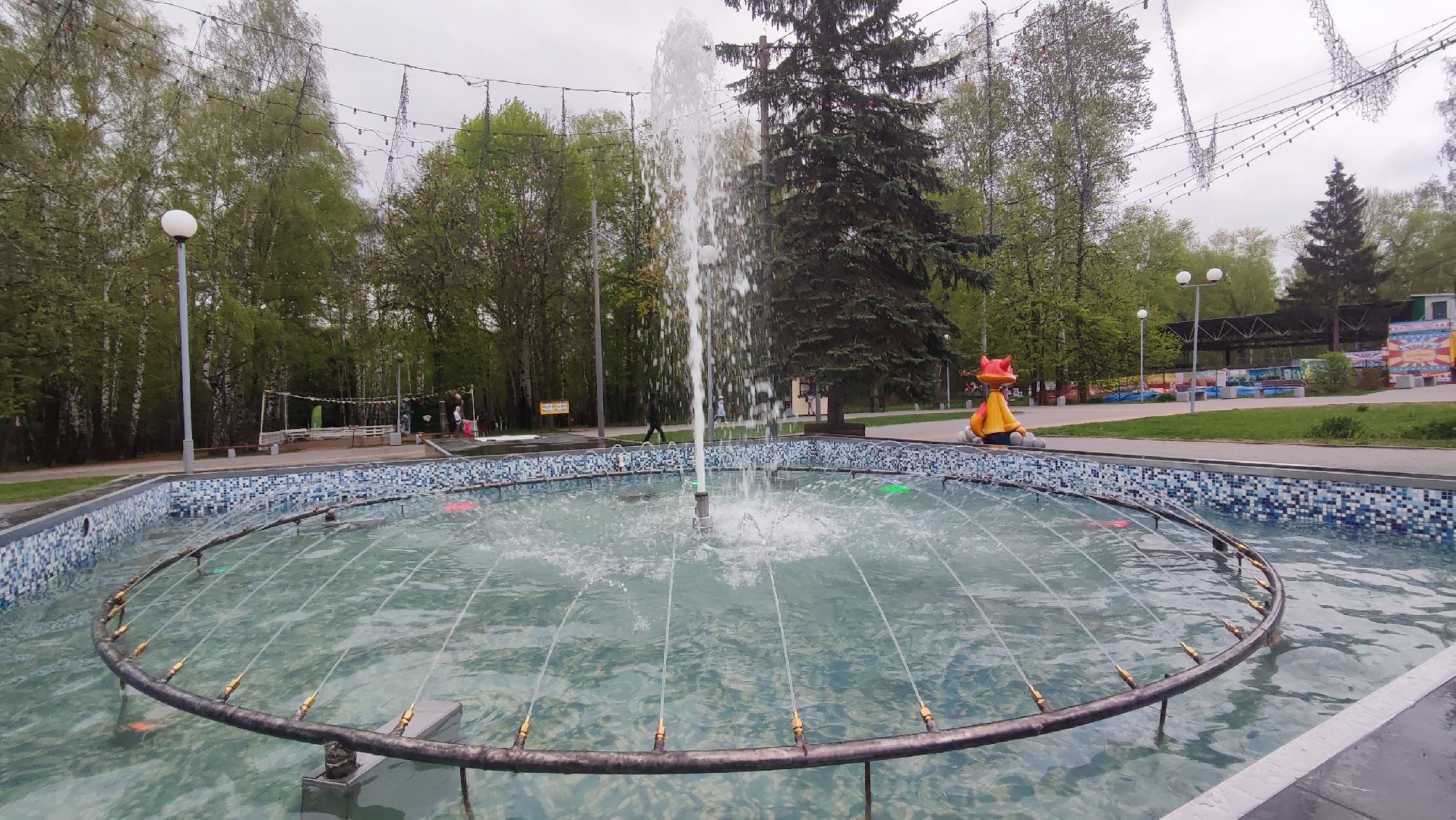 Кашира, парк, фонтан, теплый сезон