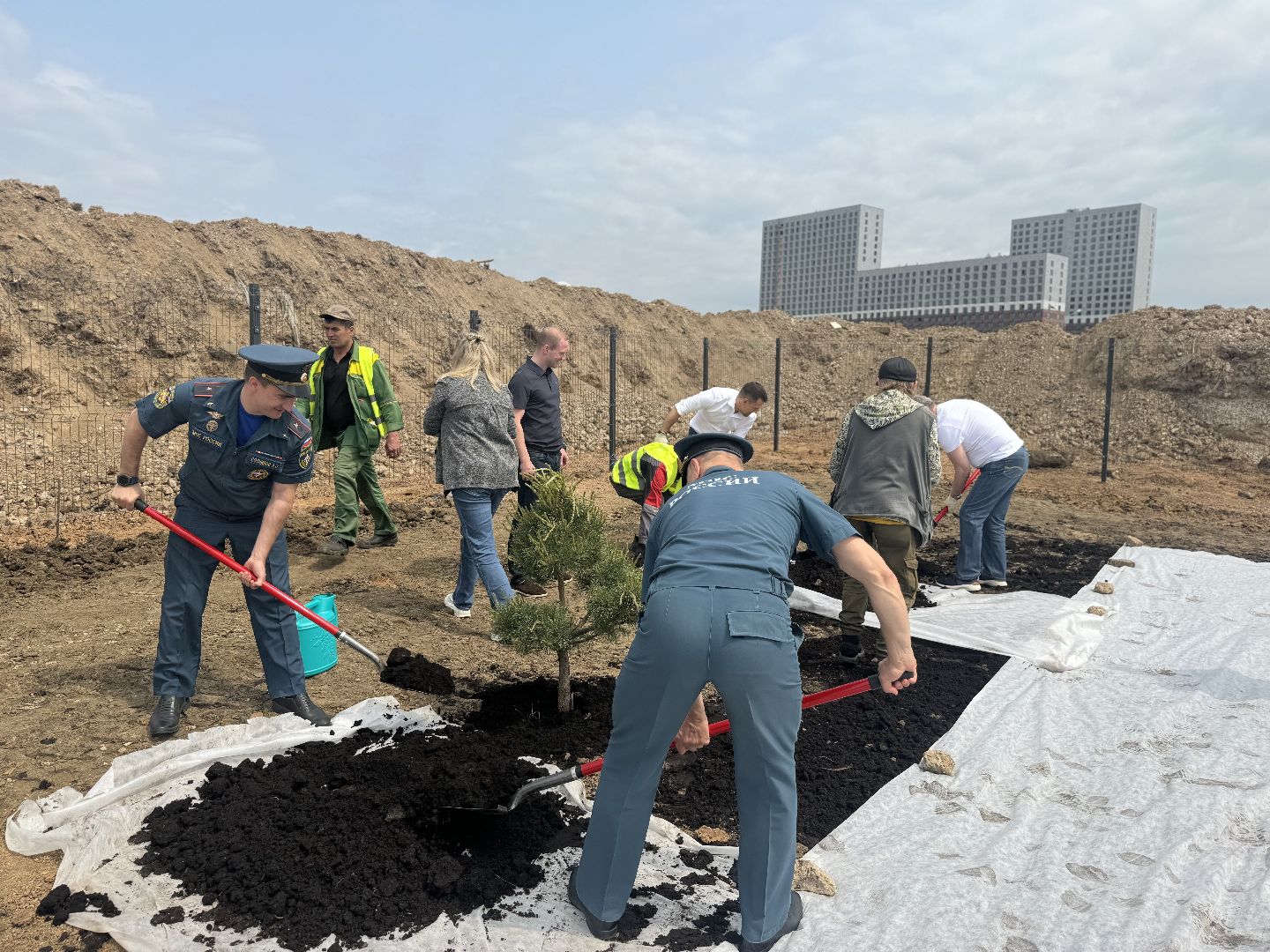 высадка деревьев, ленинский городской округ, пожарная часть,