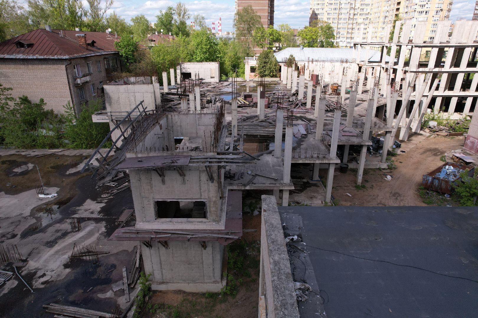 видео с коптера, школа в ЖК Золотые ворота, школа долгострой в королеве,