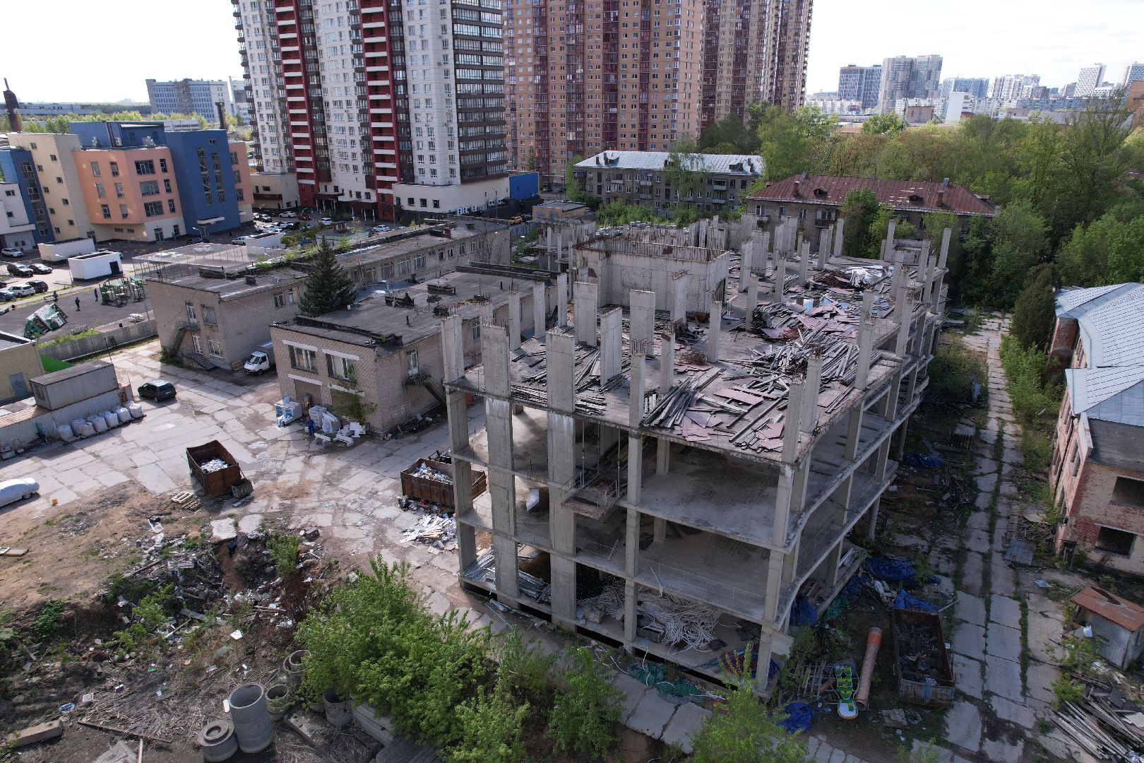 видео с коптера, школа в ЖК Золотые ворота, школа долгострой в королеве,