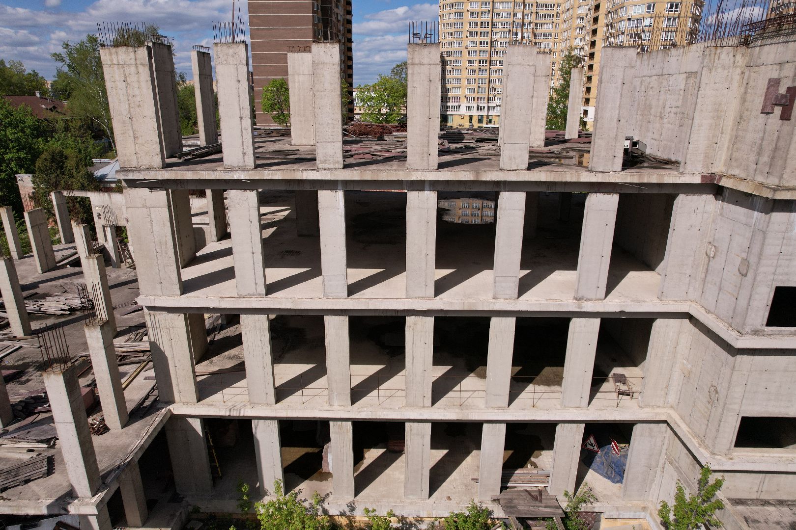 видео с коптера, школа в ЖК Золотые ворота, школа долгострой в королеве,